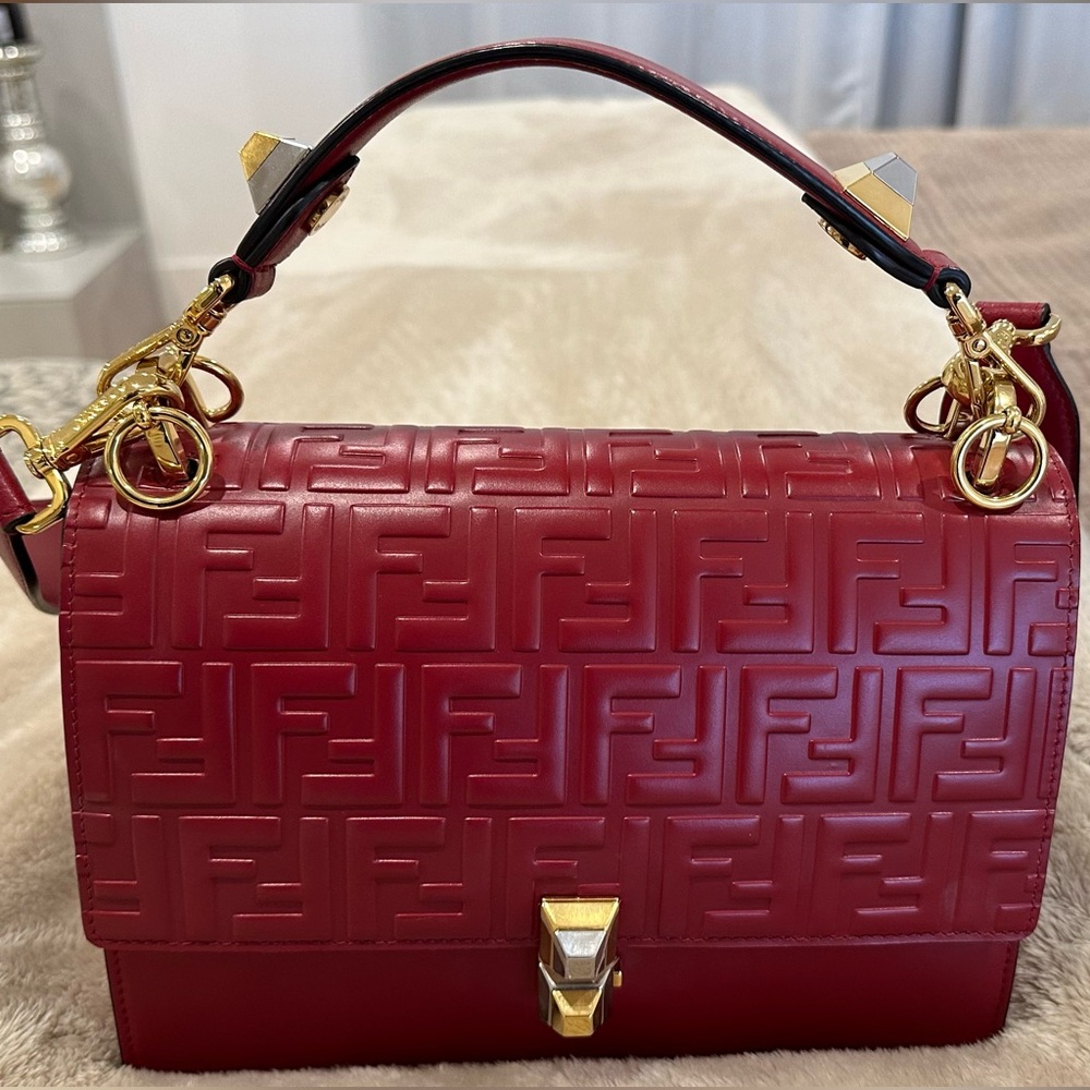 Fendi Kan I Bag Zucca Embossed Leather Medium